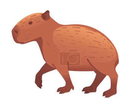 Illustration for Big mammal cute capybara cartoon animal design vector illustration isolated on white background. - Royalty Free Image