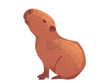 Illustration for Big mammal cute capybara cartoon animal design vector illustration isolated on white background. - Royalty Free Image