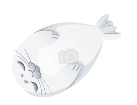 Cute white seal child mammal arctic animal cartoon animal design vector illustration isolated on white background.