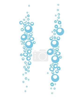 Water fizzing air bubbles stream vector illustration isolated on white background.
