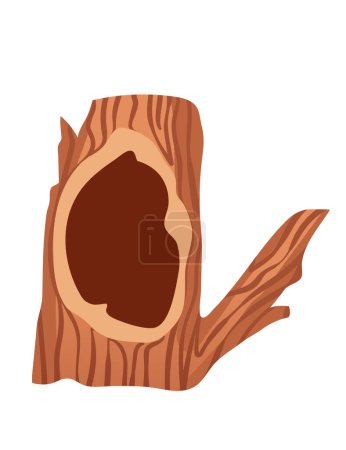 Árbol marrón hueco tronco vector ilustración aislado sobre fondo blanco.