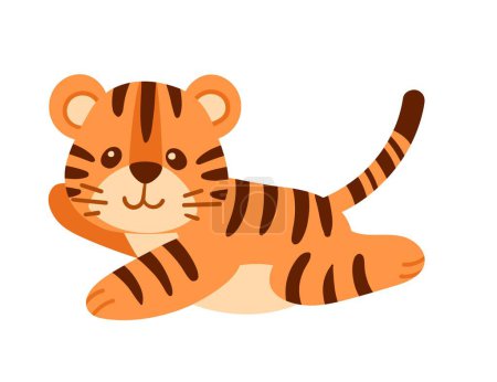 Niedliche Tiger Jungtier Cartoon Tier Design Vektor Illustration isoliert auf weißem Hintergrund.