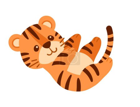 Niedliche Tiger Jungtier Cartoon Tier Design Vektor Illustration isoliert auf weißem Hintergrund.