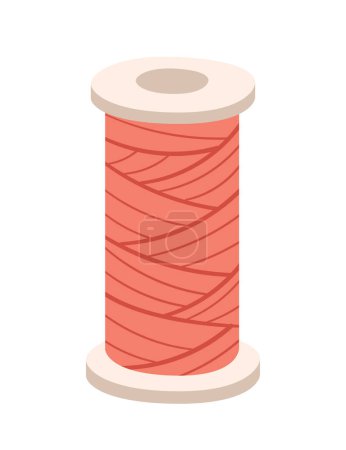 Spool of red thread vector illustration isolated on white background.