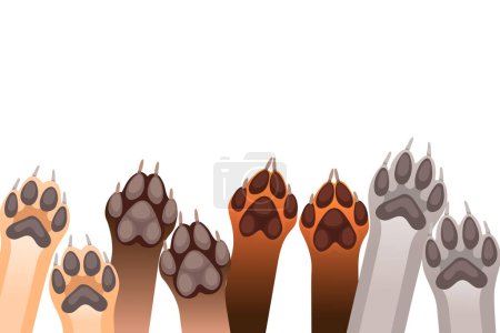 Tierische Pfoten in einer Reihe Fuchs Wolf und Hund Vektor Illustration isoliert auf weißem Hintergrund.