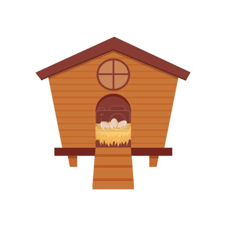 Illustration for Chicken coop, hen house cartoon vector illustration - Royalty Free Image