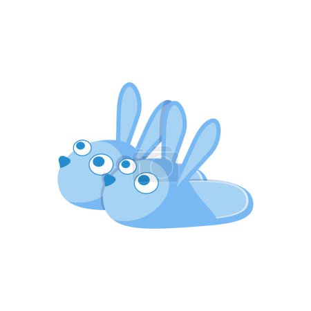 Téléchargez les illustrations : Vector illustration of bunny slippers, isolated on white background - en licence libre de droit