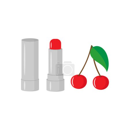 Ilustración de Cherry flavored lip balm. Vector - Imagen libre de derechos