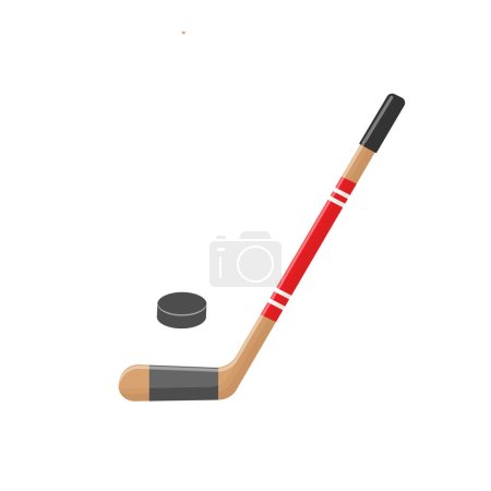 Téléchargez les illustrations : Bâton de hockey et rondelle. Canada single icon in cartoon style vector symbol illustration web - en licence libre de droit