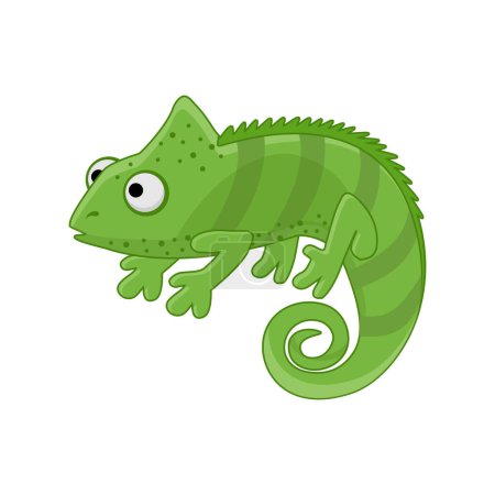 Illustration for A cartoon vector illustration of a cute green chameleon lizard - Royalty Free Image