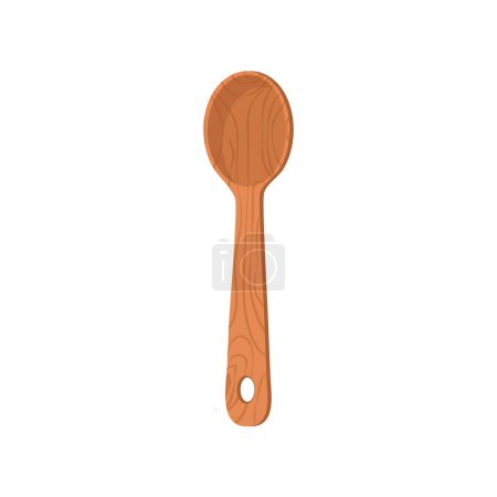 Illustration for Cartoon nature wooden kitchenware utensil spoon with wood grain texture - Royalty Free Image