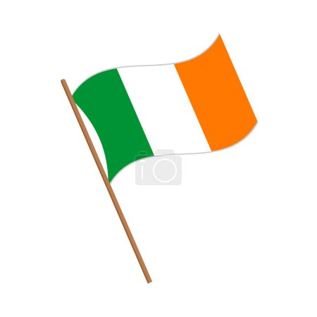 Illustration for Irish flag.Waving flag of Ireland isolated on white - Royalty Free Image