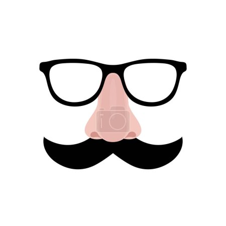 Ilustración de Falsa nariz y gafas humor máscara vector ilustración. Disfrazar gafas, nariz y bigote. Gafas graciosas - Imagen libre de derechos