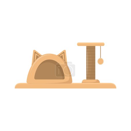Téléchargez les illustrations : Animaux chat maison icône dessin animé vecteur. Poste tour. Chat ludique - en licence libre de droit