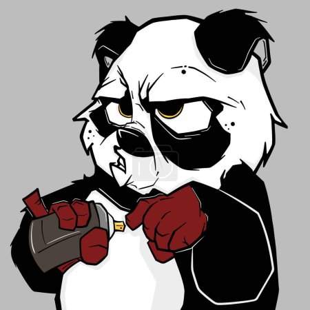 Illustration de panda avec pot de pulvérisation
