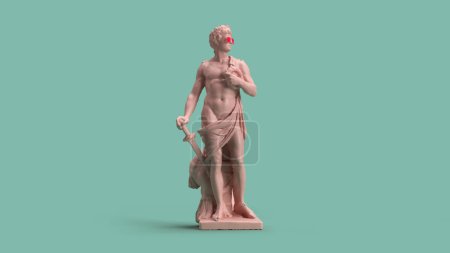 3d render sculpture of a young man pink marble green pastel background