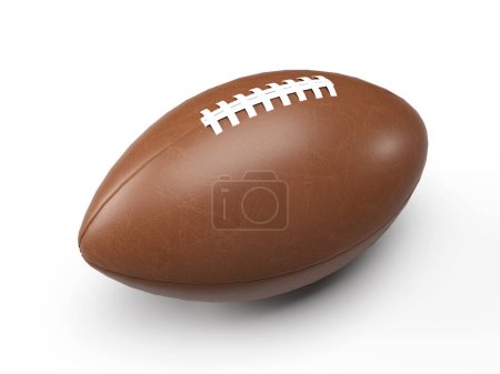 Téléchargez les photos : Ballon de football américain en cuir ovale rendu 3d sur fond blanc - en image libre de droit