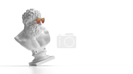 Photo for 3d render antique bust white on a white background with sunglasses on the left side look the other way - Royalty Free Image