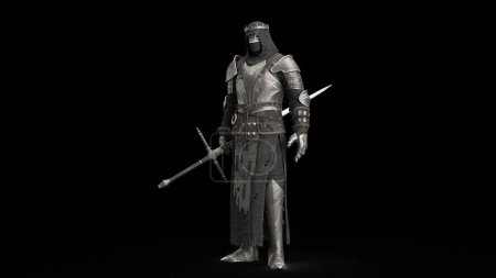 3D-Rendering Der dunkle Ritter auf schwarzem Hintergrund