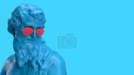 Foto de 3d busto de renderizado con barba un hombre se ve de arriba a abajo hay un lugar para la publicidad de texto de fondo de color - Imagen libre de derechos