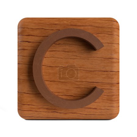 3D-Darstellung der Buchstaben auf einem Holzwürfel 