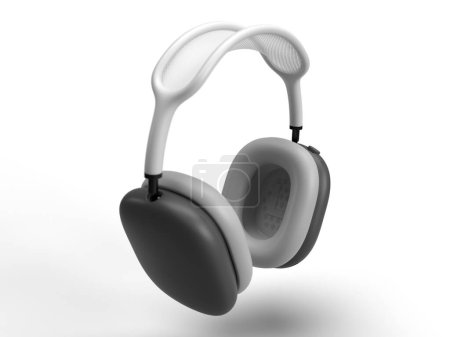 Foto de 3d render large gray headphones on a white background with bokeh - Imagen libre de derechos