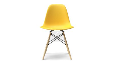 Téléchargez les photos : Chaise de rendu 3d isolé avec perspective d'ombre avant jaune - en image libre de droit