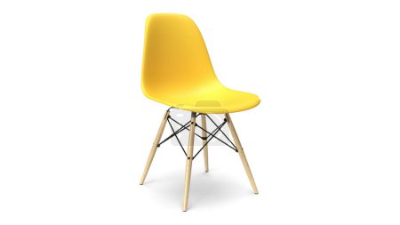 Téléchargez les photos : Chaise de rendu 3d isolé avec ombre angle gauche jaune - en image libre de droit