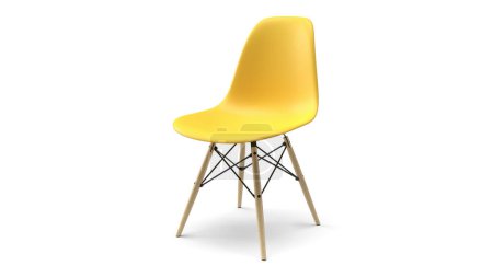 Téléchargez les photos : Chaise de rendu 3d isolé avec ombre jaune - en image libre de droit