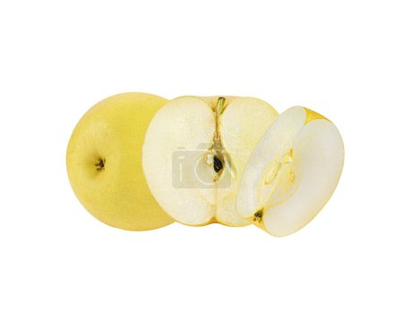 Téléchargez les photos : Pomme jaune isolée sur fond blanc - en image libre de droit
