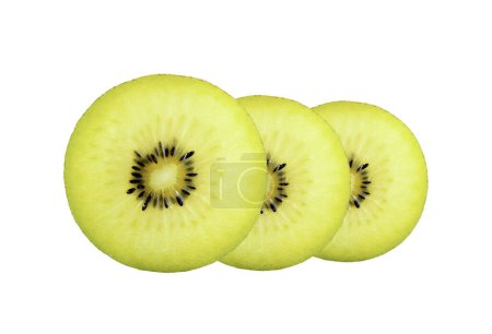 Téléchargez les photos : Fruits Kiwi tranchés sur fond blanc - en image libre de droit