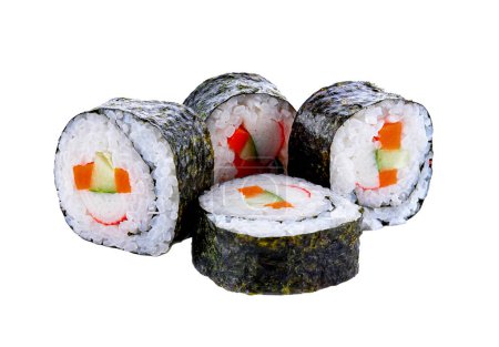 Téléchargez les photos : Rouleaux de sushi sur fond blanc - en image libre de droit