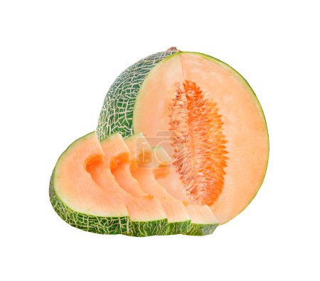 Téléchargez les photos : Melon cantaloup isolé sur fond blanc - en image libre de droit