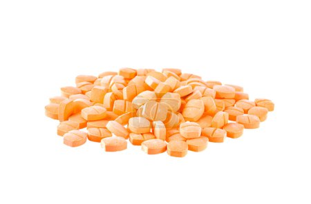 Téléchargez les photos : Comprimé de vitamine C isolé sur fond blanc - en image libre de droit