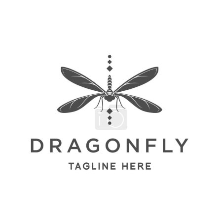 Photo for Dragonfly logo design concept, a flying dragonfly icon in black color. - Royalty Free Image