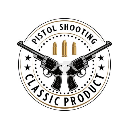 Photo for Classic gun logo design. concept of two guns with bullets, for shooting training, repair or gun shop. - Royalty Free Image