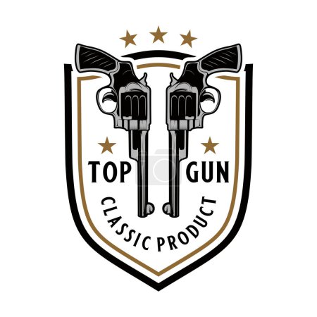 Photo for Weapon emblem vector logo. with cross gun over shield, for shooting club or gun shop. - Royalty Free Image