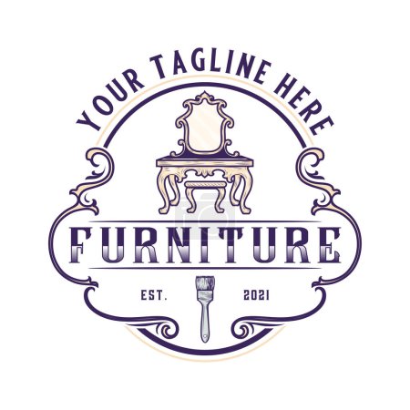 Photo for Furniture logo design. antique dressers and brushes, for furniture, carpentry and equipment companies. - Royalty Free Image