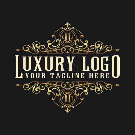 Illustration for Luxury ornament logo design. suitable for jewelry, beauty salon, grooming, and more. - Royalty Free Image