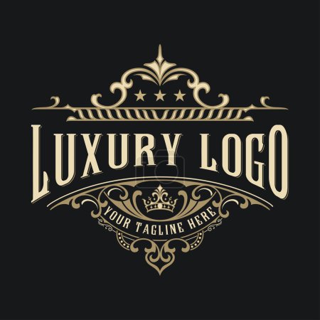 Illustration for Luxury ornament logo design. the concept of ornament decoration with gold color. suitable for jewelry, cosmetology, salon, and more. - Royalty Free Image