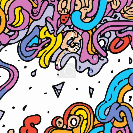 Ilustración de Colourful Waves Doodles Vector Background. - Imagen libre de derechos