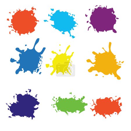 Téléchargez les illustrations : Hand-Drawn Colourful Splashes Vector Style. - en licence libre de droit