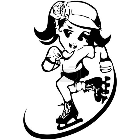 Illustration for Cute Girl On Skates Vector Logo. - Royalty Free Image