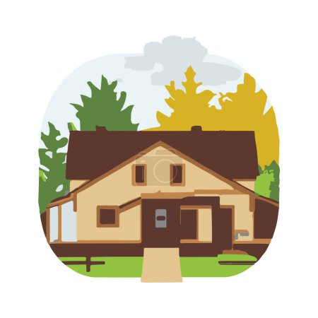 Téléchargez les illustrations : Vector Icon Of Canadian Single Family House. Handmade vector art. - en licence libre de droit