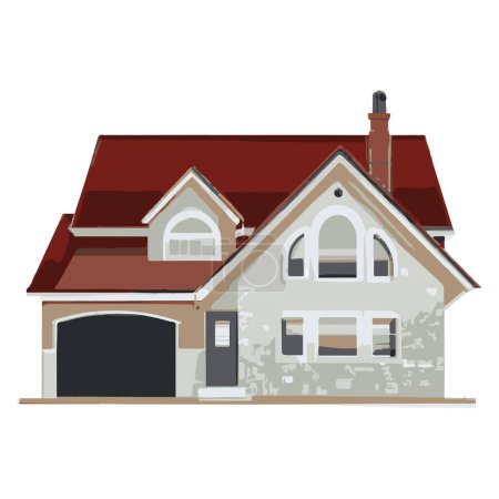 Téléchargez les illustrations : Canadian Single Family House Separated On White. Handmade vector art. - en licence libre de droit
