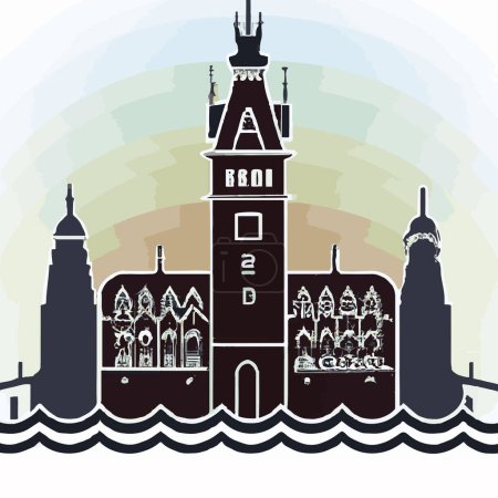 Illustration for Hamburg, Germany Skyline Illustration - Royalty Free Image