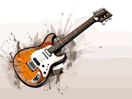 Ilustración de Guitarra sobre fondo grunge - música en estilo dibujado a mano - Imagen libre de derechos