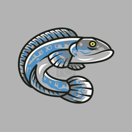 Ilustración de Channa pescado color azul. Snakehead vector de dibujos animados ilustración de arte - Imagen libre de derechos