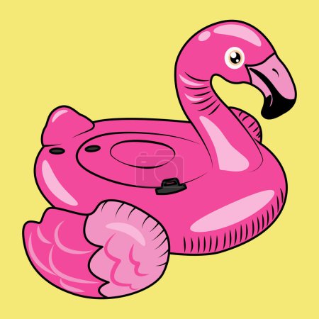Illustration for Inflatable Baby Boat Adult Inflatable Flamingo Costume - Royalty Free Image