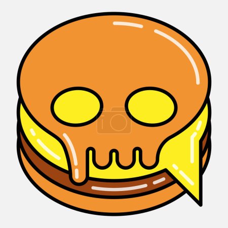 Illustration for Skull burger cheese chat logo - Royalty Free Image